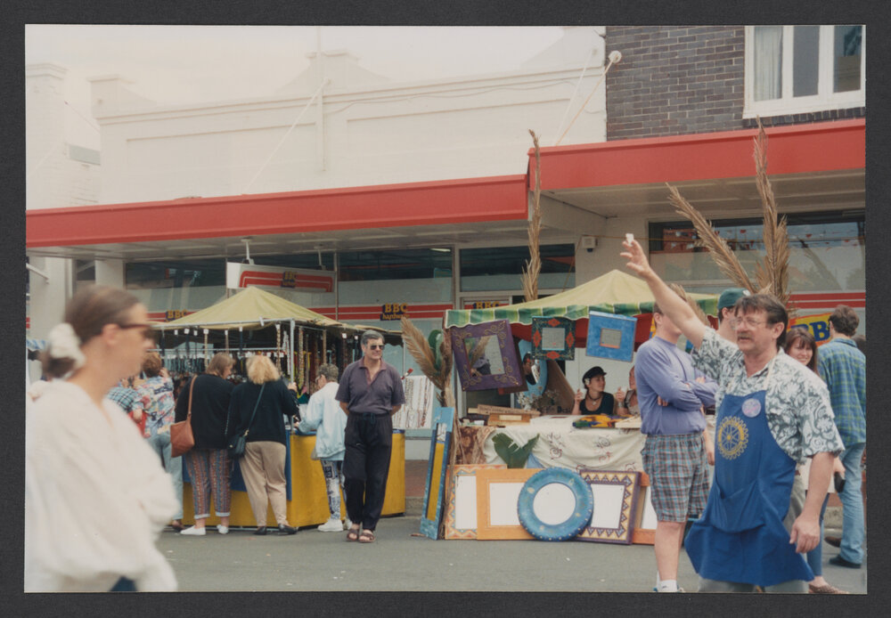 Charing Cross Village Fair, Market stalls and rotary ticket seller at fair, Bronte Road, 31st October 1993