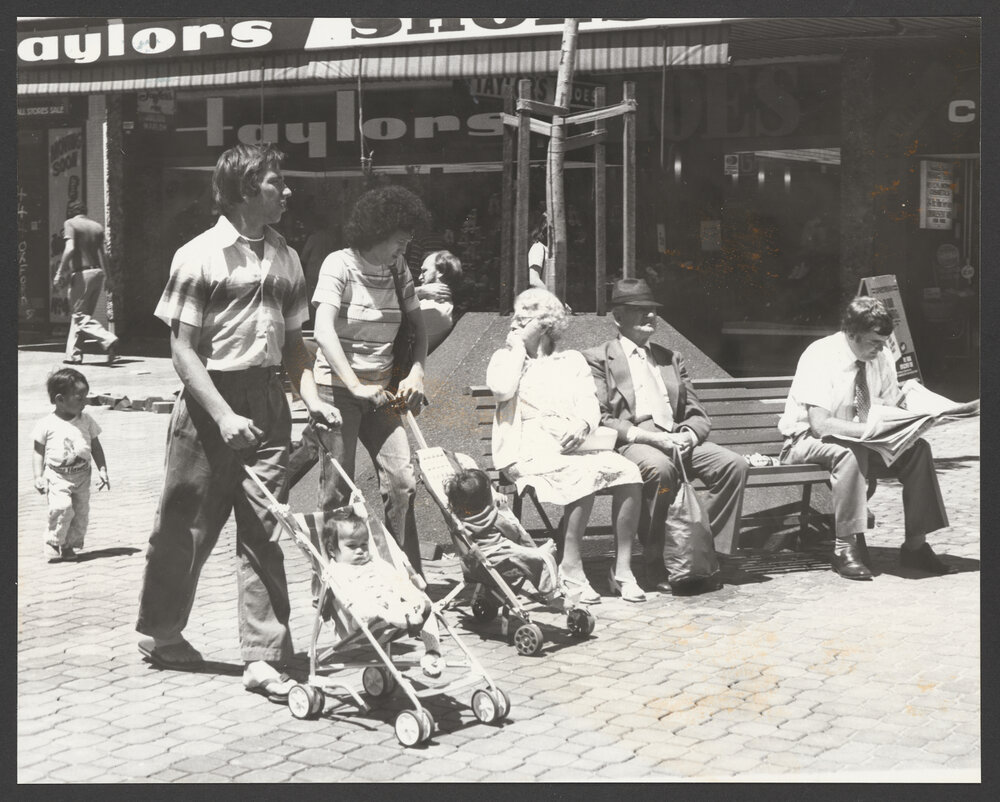 Oxford Street being converted to pedestrain Mall, between Bronte Road and Newland St looking west towards Newland St Bondi Junction.