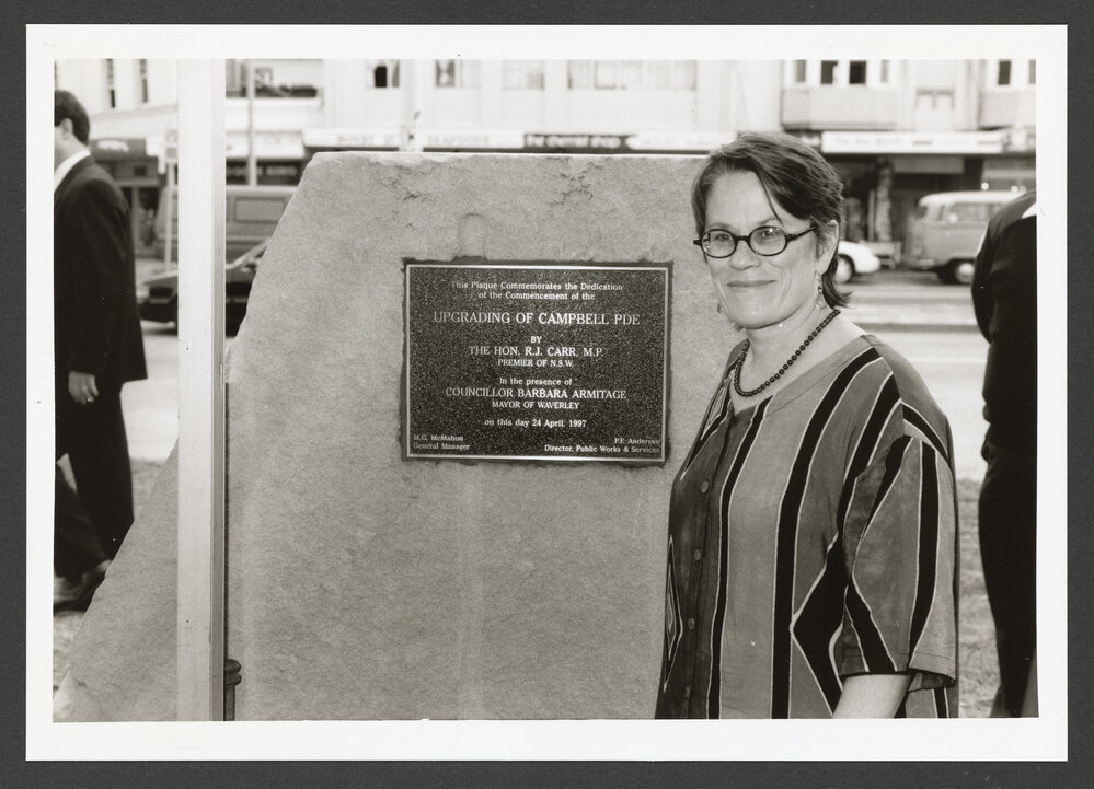Councillor Barbara Armitage at the launch of the first stage of the Campbell Parade upgrade.