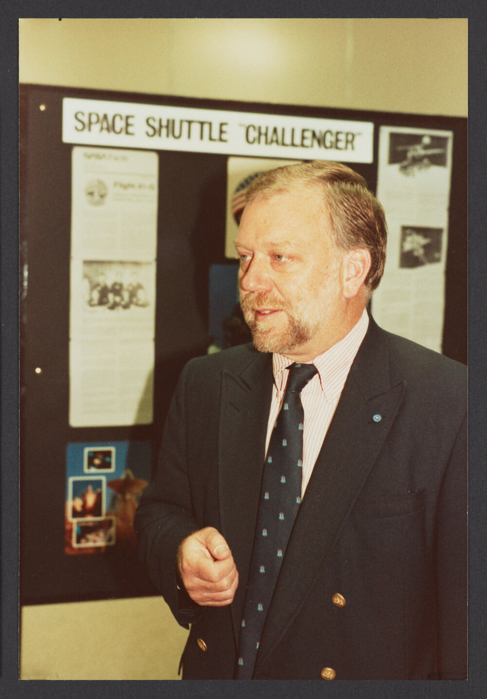 Paul Scully Power, "Challenger" Astronaut at opening of local history exhibition, Waverley Library.