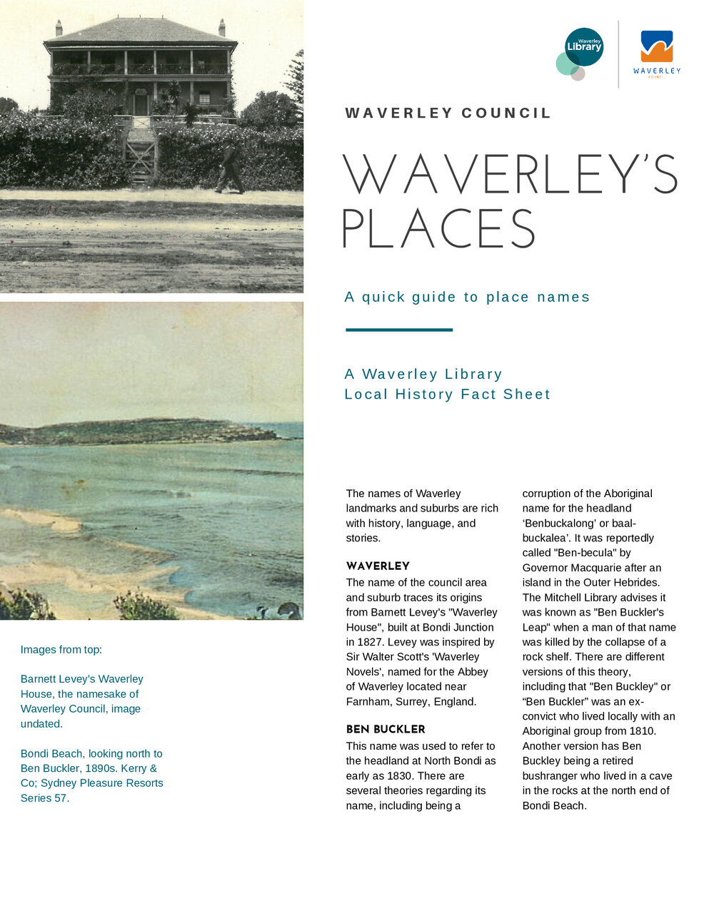 Waverley's Places: a quick guide to place names