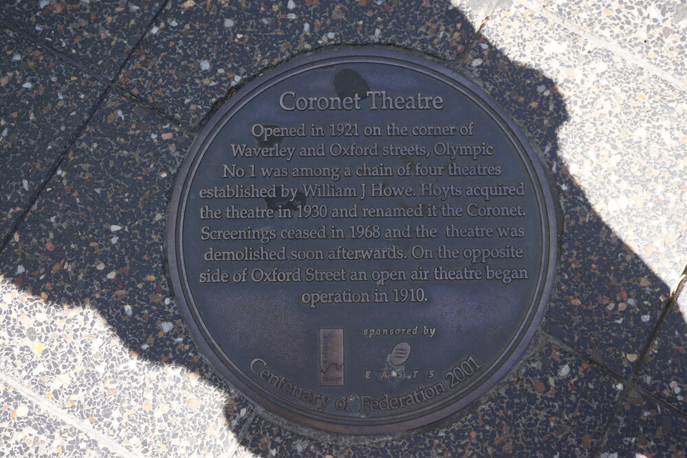 Coronet Theatre Plaque