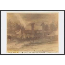 Allen's Soap works, Built 1840s demolished on subdivision of Hollywood Estate. Location at corner of Hollywoood Avenue and Allen's Parade. From painting by Tom Ferris, Husband of Post mistress of Waverley, from Window of P.O. Building, corner of Birrell S