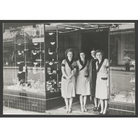 Model Bakery, 424 Oxford Street, Bondi Junction. Proprietor: "E. A. Bell". L - R, Gwen Fife; Daphne Bell; Esma Bell; Gwen Smith
