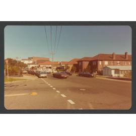 Hollywood Avenue, Bondi Junction. Corner Allens Parade (left). High brick building (background) is Waverley Telephone exchange on Bronte Road.