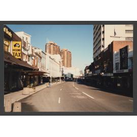 Oxford Street, Bondi Junction. Looking west to corner Bronte Rd. Eastgate towers in background. Grace Bros on left. Bondi Jet Plaza on right.