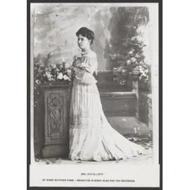 Mrs Sydney Elliot, wife of Bondi Road butcher. "Branxton" was their residence.