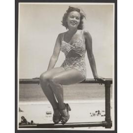 Miss Bondi; Olive Leighton 1945, far right. Bondi beach in bathers