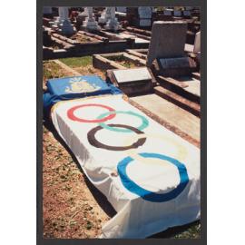 Fanny Durack's grave. Official unveiling of Grave restoration which was organised by Waverley Library. Guest speakers were Ron Lander, Chief Librarian; Alderman Barbara Armitage, Mayor of Waverley; The Hon R. B. Rowland Smith, N.S.W. Minister for Sport an