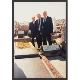Fanny Durack's grave. Official unveiling of Grave restoration which was organised by Waverley Library. Guest speakers were Ron Lander, Chief Librarian; Alderman Barbara Armitage, Mayor of Waverley; The Hon R. B. Rowland Smith, N.S.W. Minister for Sport an