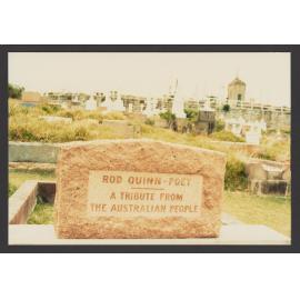 Grave of Roderic Quinn Poet, Back of Headstone.