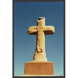 Sandstone celtic cross on sandstone pedestal