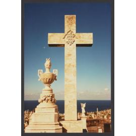 Calvary cross and urn on a pedestal