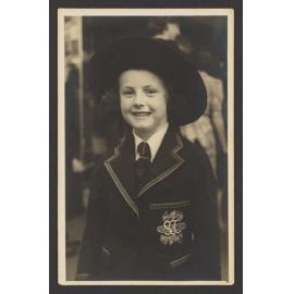 Gail (Gabriel) Noonan at the War Memorial Hospital in Waverley. Gabriel aged 5yrs 4months, in uniform from St Clare's College Carrington St, Waverley.