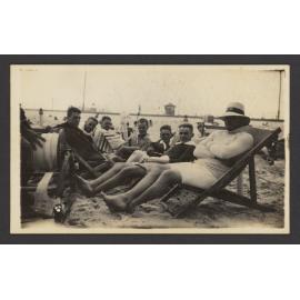 Bronte Beach, late 1930's to early 1940s, the beach inspector in White Hat is local man and Champion swimmer, Roger Riley.