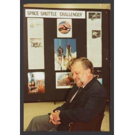 Paul Scully Power, "Challenger" Astronaut at opening of local history exhibition, Waverley Library.