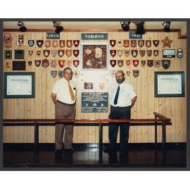 North Bondi RSL CLUB, Tobruk House, 120 Ramsgate Ave.   Tobruk Wall Plaque. Club President, Ron lofts, with Peter Bowles.