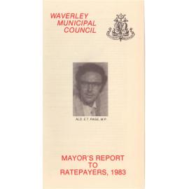 Annual report, 1983. "Waverley Municipal Council : Mayor's report to ratepayers, 1983"