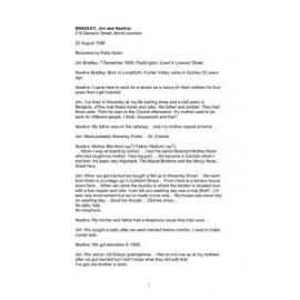 Transcript: oral history interview with Jim and Noeline Bradley