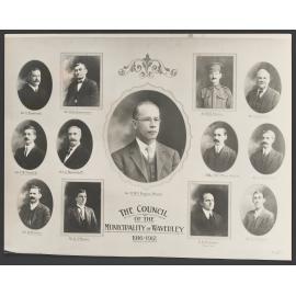 Ald. C. Kavanagh, Ald. R. W. Jackaman, Ald. W. G. Staley, Ald. G. B. Phillp, Ald. F. W. Parkhill, Ald. J. Barracluff, Ald. H. W. F. Rogers Mayor, Ald. G. W. S. Marr, Ald. J. Campbell, Ald. D. Hunter, Ald. R. O'Brien, E. B. Kenyon Town Clerk, Ald J. J. Lyn