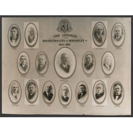 Ald. W. R. Weekes, Ald. G. Hawksley, Ald. D. C. McCallum, Ald. A. J. Adams. Ald J. J. Lynch, Ald J. G. Mackee, Ald C. W. Kavenagh - Mayor, Ald. R. H. Nott, Ald. J.B. Midelton. Ald. J. T. Barracluff, Ald. D. Hunter, G. E Minns - Engineer, L. W. Beagley - T