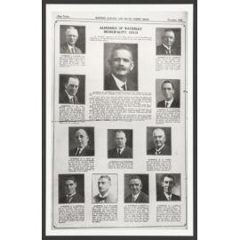 Ald. J. G. McKee, Ald. D Hunter Mayor, Ald. R. W. Jackaman, Ald. H. G. Polyblank, Ald. E. M. Hoffman, Ald. R. H. Nott, Ald. C. W. Kavenagh, Ald. W. C. Tipper, Ald. C. L. Fenton; Ald. G. E. Williams; Ald. A. Caffyn, Ald. J. J. Lynch, The Council of Municip