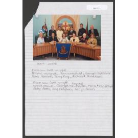 Back Row Left to Right, Dominic Wy Konak, John Wakefield, George Copeland, Peter Moscatt, Tony Kay, Richard Davidson, Front Row left to right, Ingrid Strewe, George Newhouse ( Deputy), Mora Main (Mayor), Sally Betts, Joy Clayton, Kerryn Sloan. Note; Mayor