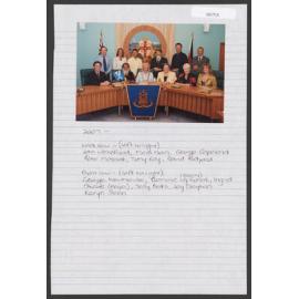 Back Row Left to Right, John Wakefield, Mora Main (Mayor), George Copeland, Peter Moscatt, Tony Kay, David Ridyard, Front Row left to right, George Newhouse (Deputy), Dominic Wy Konak, Ingrid Strewe (Mayor), Sally Betts, Joy Clayton, Kerryn Sloan. Note; M