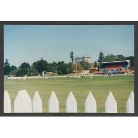 Waverley Park, Oval and Grandstand, reservoir and Waverley radio/microwave tower.