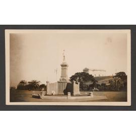 Soldiers memorial, and in background, the reservoir.