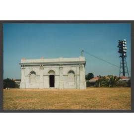 Part of the Reservoir complex at Waverley park.  Built in 1917. In the background is Waverley Radio / Microwave tower.