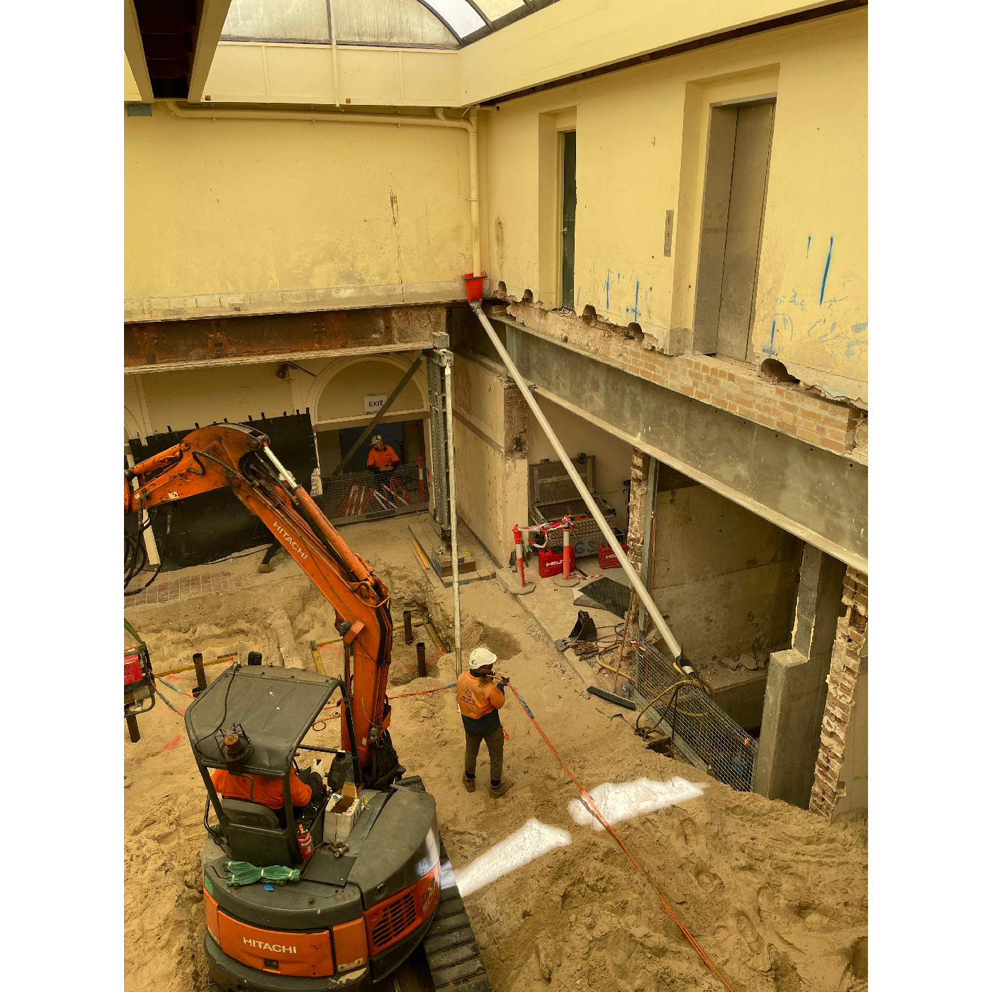 Large beam above Pavilion rear entrance