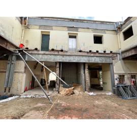 Large beam above Pavilion rear entrance