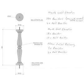 Recasting of the balusters and cartouche