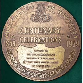 1959 Waverley Muncipality Centenary Plaque, Winter swimming Carnival