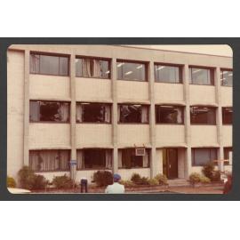 Council Chambers - Damage done to rear windows by bomb blast