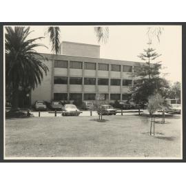 Council chambers, rear and car park.