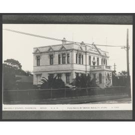 Waverley Council chambers, Bondi Road, with motor car.
