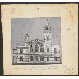 Waverley's proposed town hall and library (never built), at the site of the old first station, Carrington road, charing cross. Opposite Post Office.
